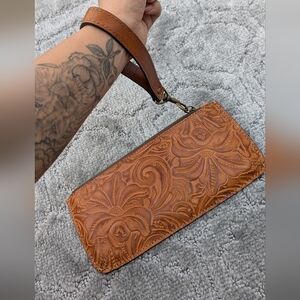 Patricia Nash Embossed Leather Wristlet